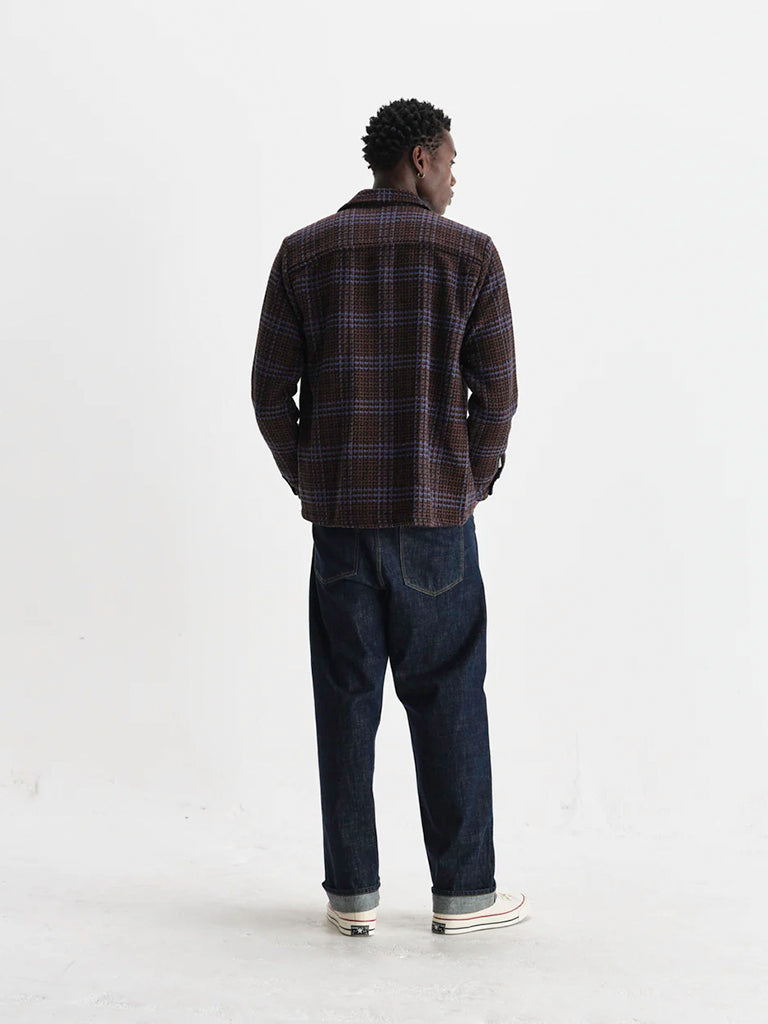 Whiting Overshirt- Brown/Blue Skate Check Wax London Jackets