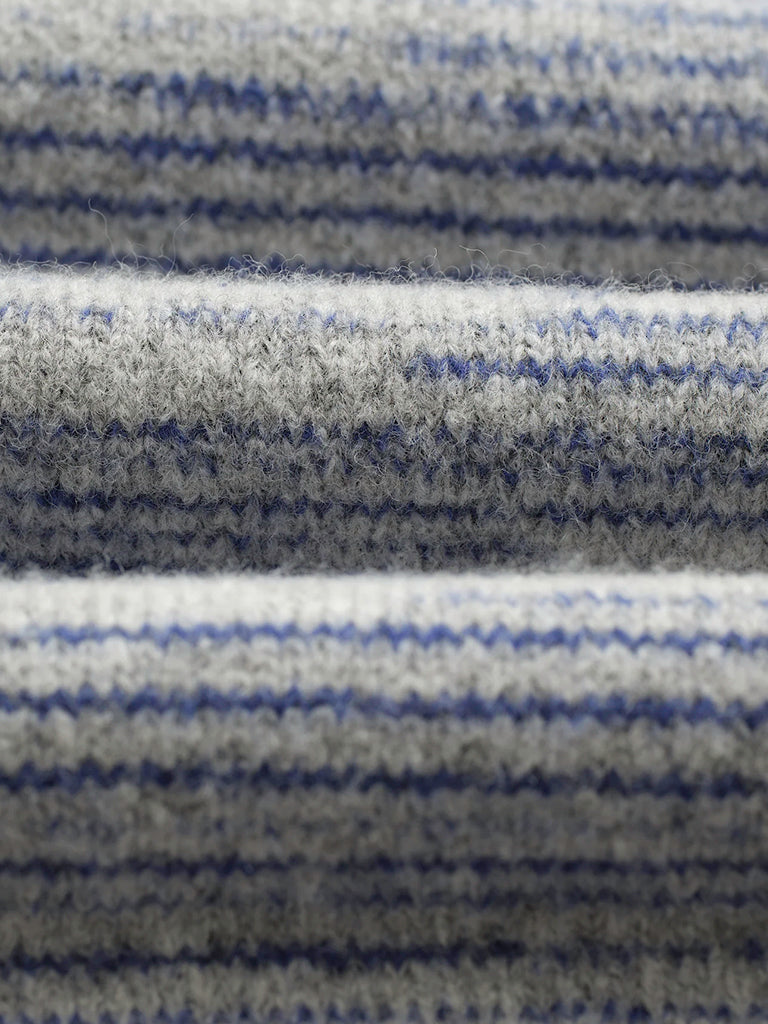 Alpha Zip Polo- Grey/Blue Space Dye Wax London Sweaters