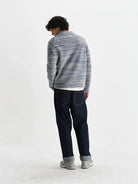 Alpha Zip Polo- Grey/Blue Space Dye Wax London Sweaters