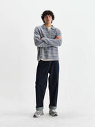 Alpha Zip Polo- Grey/Blue Space Dye Wax London Sweaters