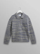 Alpha Zip Polo- Grey/Blue Space Dye Wax London Sweaters