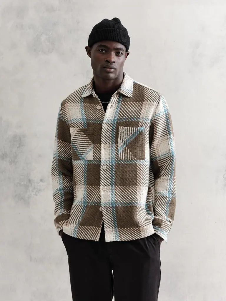 Whiting Shirt- Khaki Lever Check - Eames NW