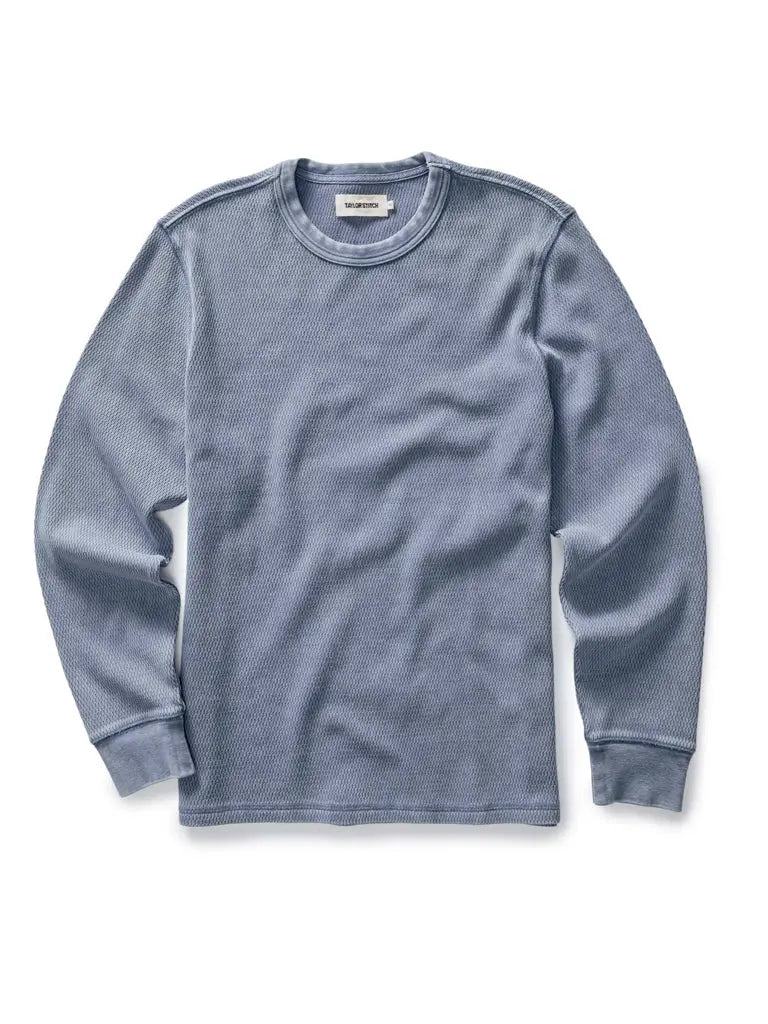 Organic Cotton Waffle Crew- Washed Navy Taylor Stitch