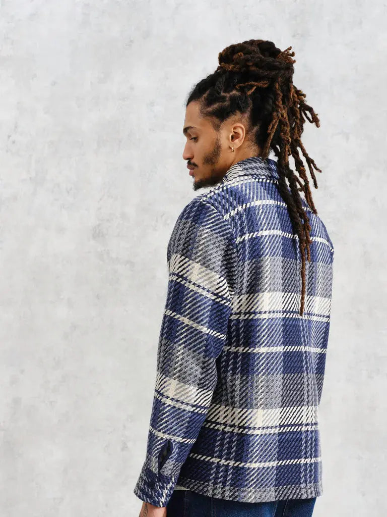 Whiting Shirt- Navy Spear Check Wax London