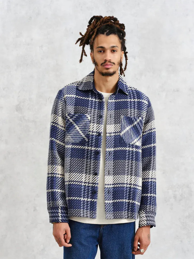 Whiting Shirt- Navy Spear Check Wax London