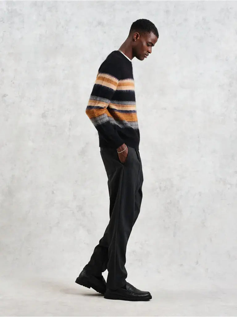 Wilde Brush Stripe Crew Neck- Black Wax London