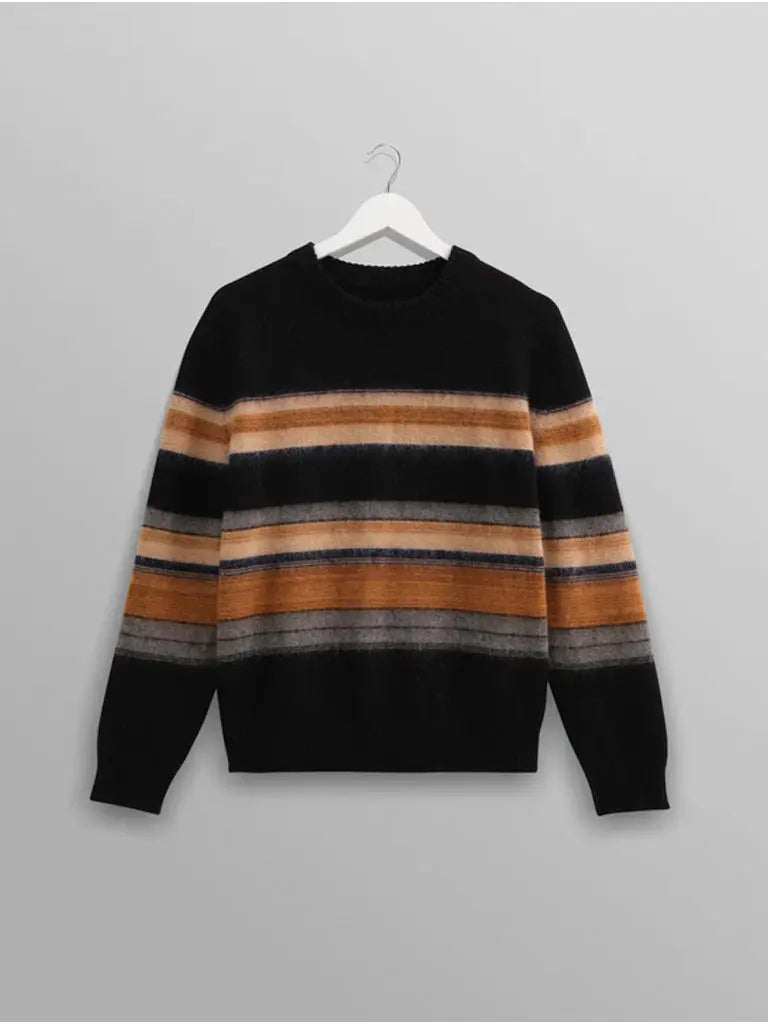 Wilde Brush Stripe Crew Neck- Black Wax London