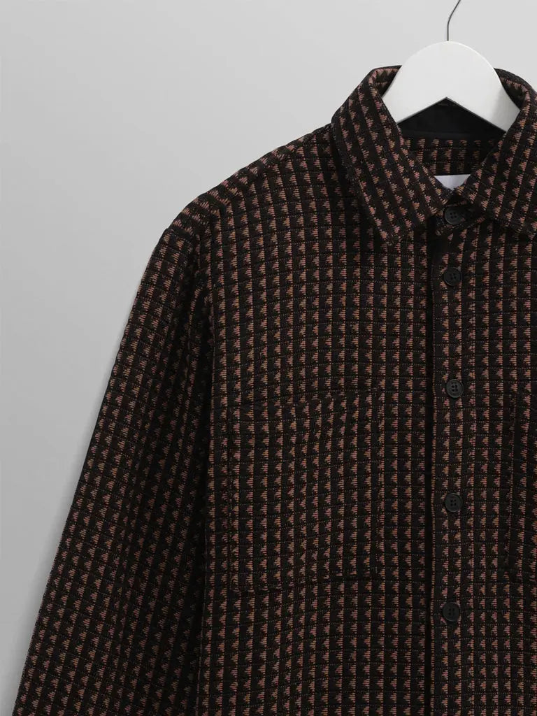 Whiting Overshirt Frome- Black/Beige Wax London