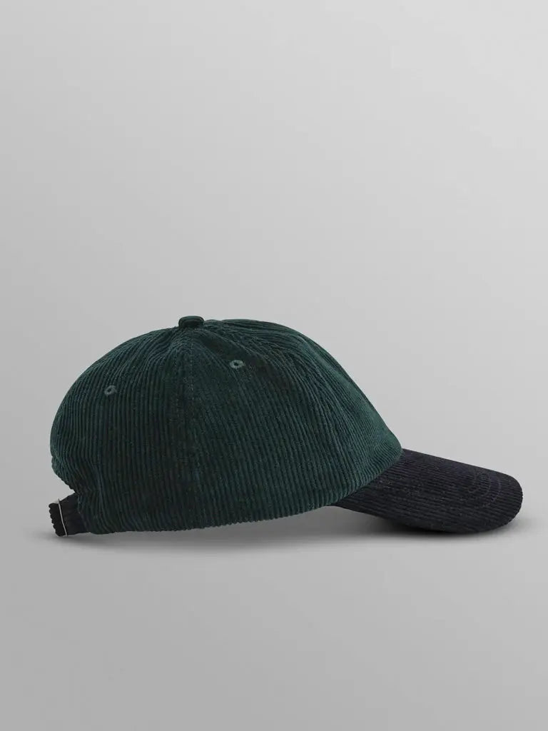 Wax London | Spencer- Green/Navy Corduroy Sports Cap – Eames NW