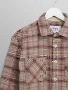 Whiting - Ecru And Burgundy Basket Check Overshirt Wax London