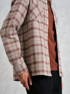 Whiting - Ecru And Burgundy Basket Check Overshirt Wax London