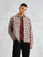 Whiting - Ecru And Burgundy Basket Check Overshirt Wax London