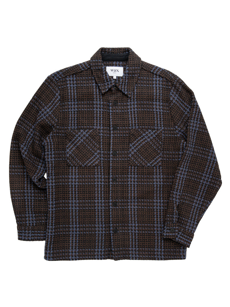 Whiting Overshirt- Brown/Blue Skate Check Wax London Jackets