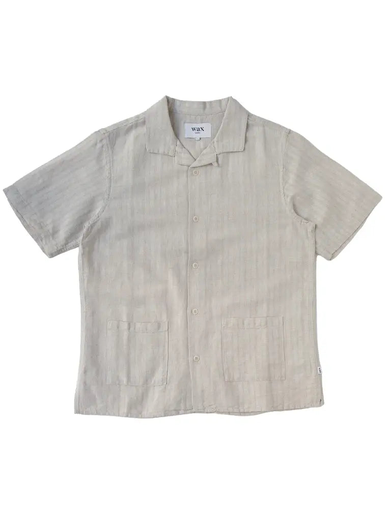 Ren Shirt- Beige Linen Stripe Wax London