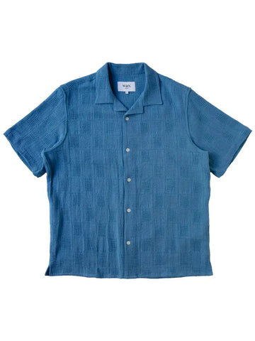 Didcot Shirt- Blue Waffle Patchwork Wax London