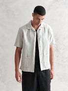 Ren Shirt- Beige Linen Stripe Wax London