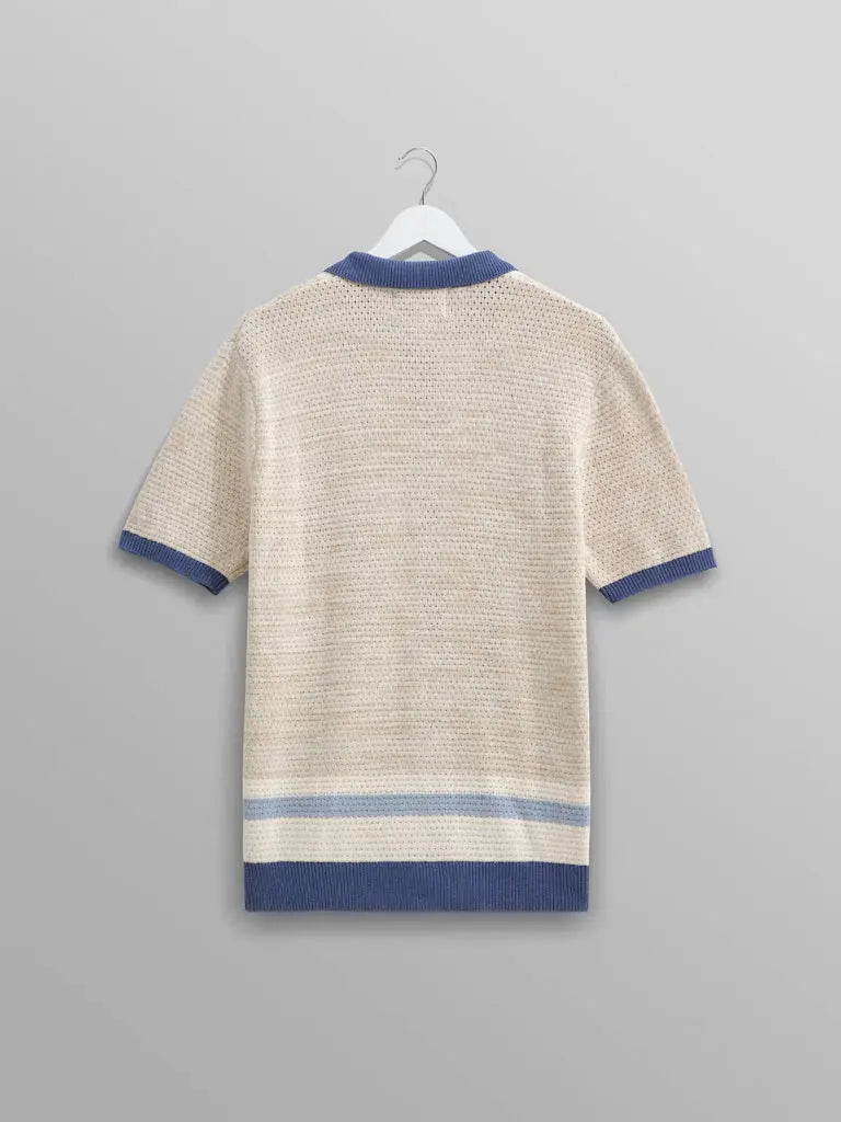 Tellaro Knit Shirt- Blue/Ecru Wax London