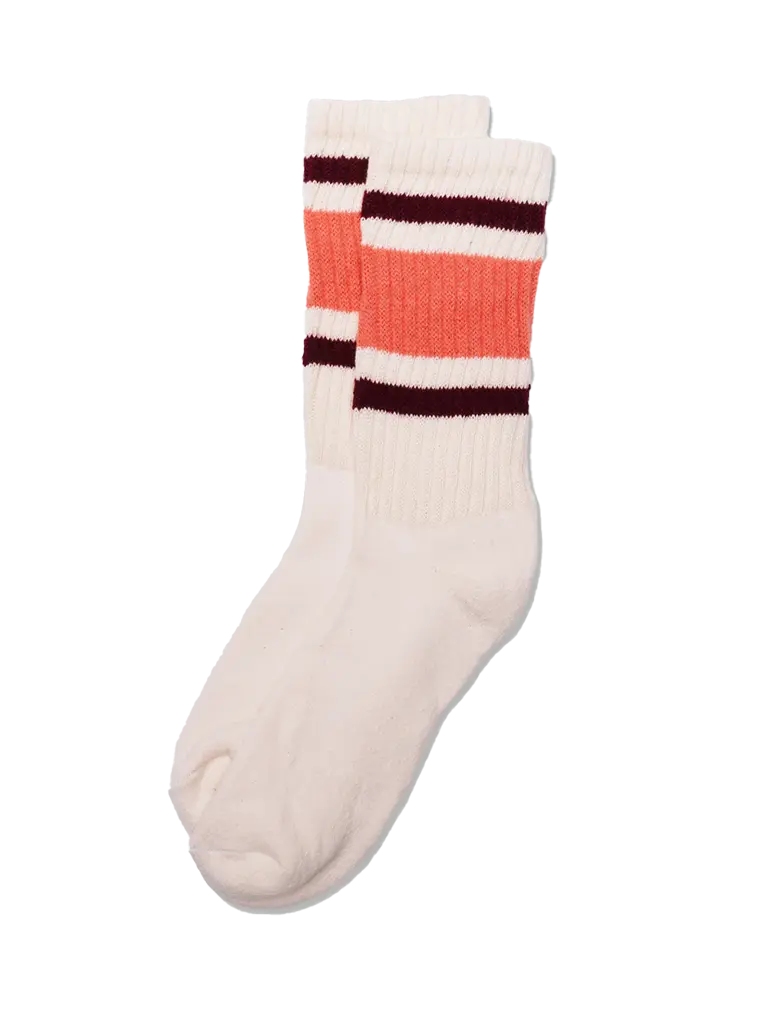 Retro Stripe Sock-Coral/Berry