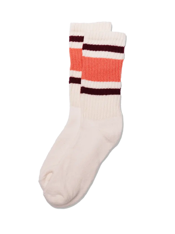 Retro Stripe Sock-Coral/Berry