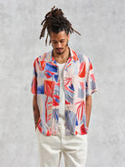 Didcot Short Sleeve Shirt- Blue and Pink Abstract Wax London