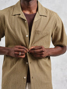 Didcot Slub Stipe- Khaki Wax London