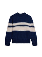 Wilde Crew- Blue Ecru Retro Stripe Wax London Sweaters