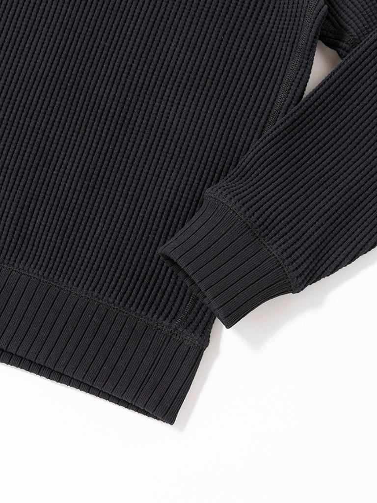 Waffle Midneck- Black Jackman Sweaters