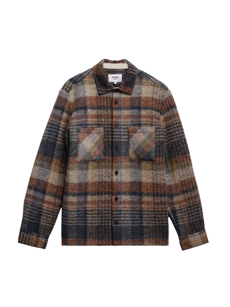 Whiting Overshirt- Oatmeal Multi Ari Wool Blend Wax London Shirts