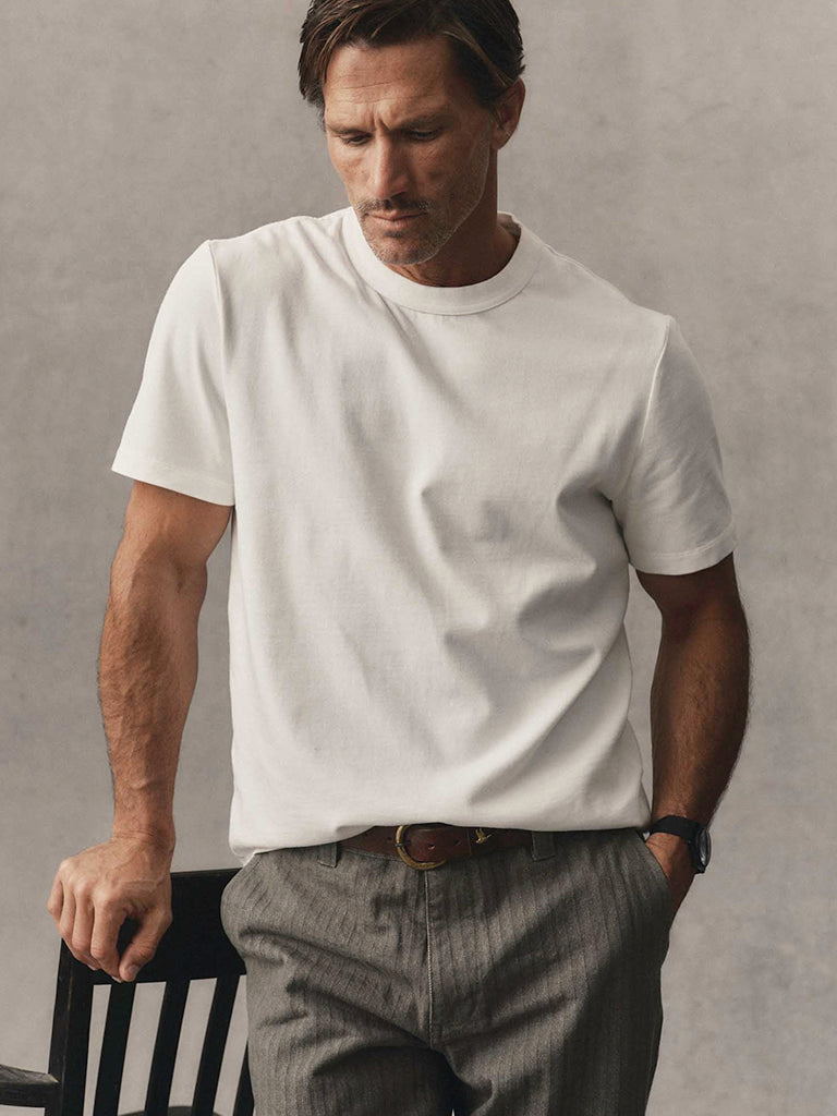 Organic Cotton Shop Tee- White Twist Taylor Stitch Tee Shirts