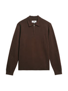 Maley Zip Polo- Dark Brown Milano Knit Wax London Sweaters