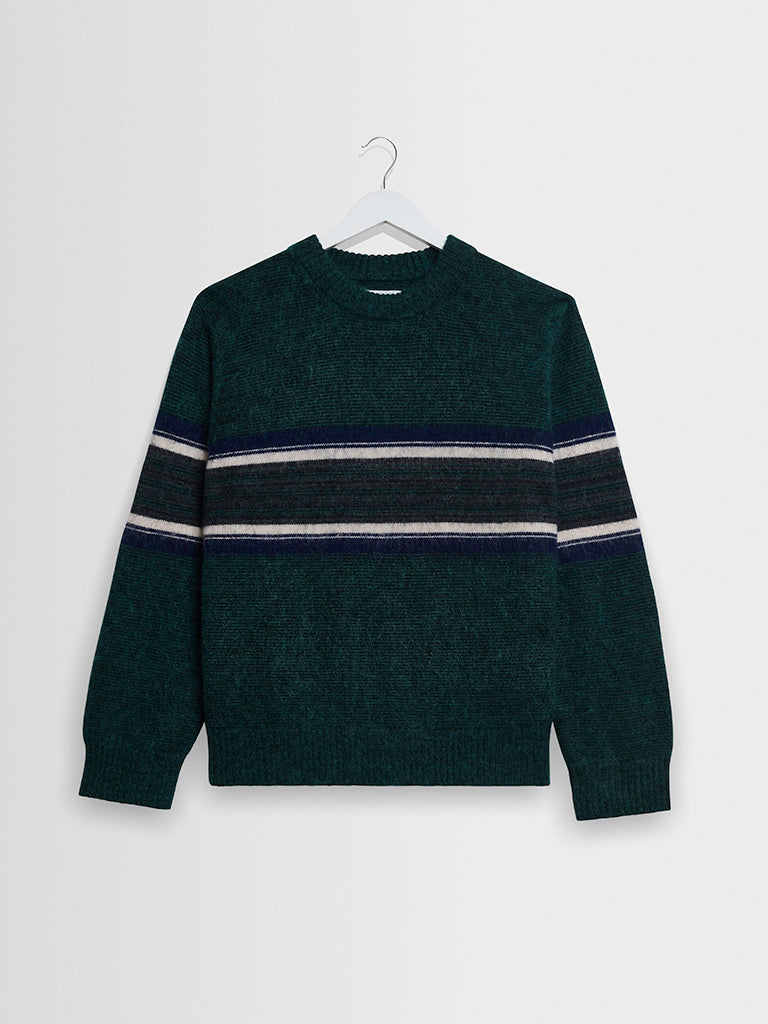 Wilde Crew- Dark Green Brush Preppy Wax London Sweaters