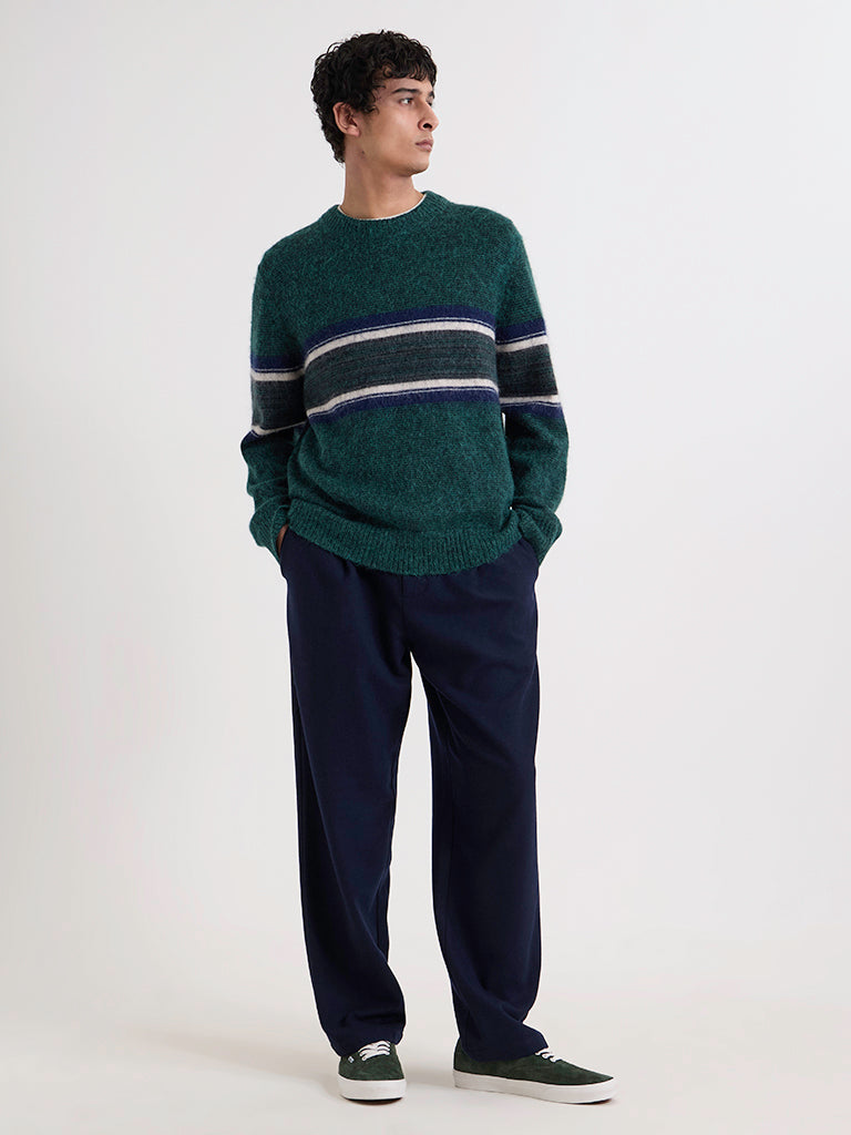 Wilde Crew- Dark Green Brush Preppy Wax London Sweaters