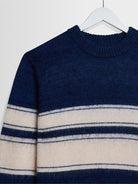 Wilde Crew- Blue Ecru Retro Stripe Wax London Sweaters
