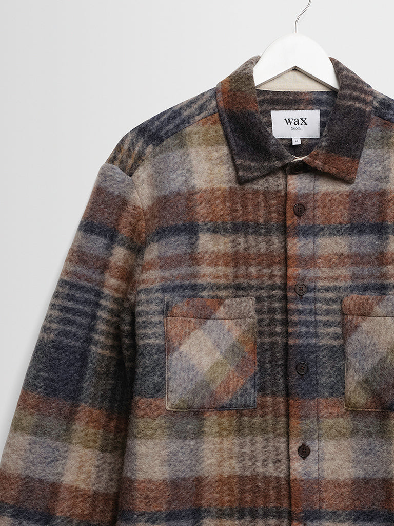 Whiting Overshirt- Oatmeal Multi Ari Wool Blend Wax London Shirts