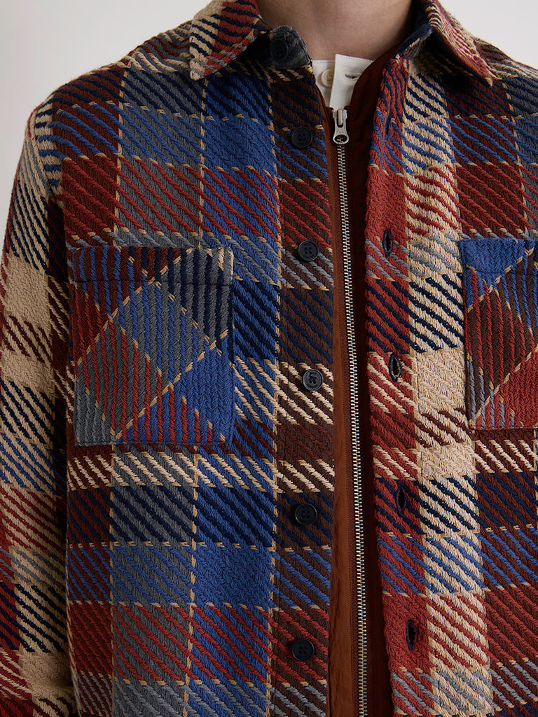 Whiting Overshirt- Rust/Ecru Pike Check Wax London Shirts