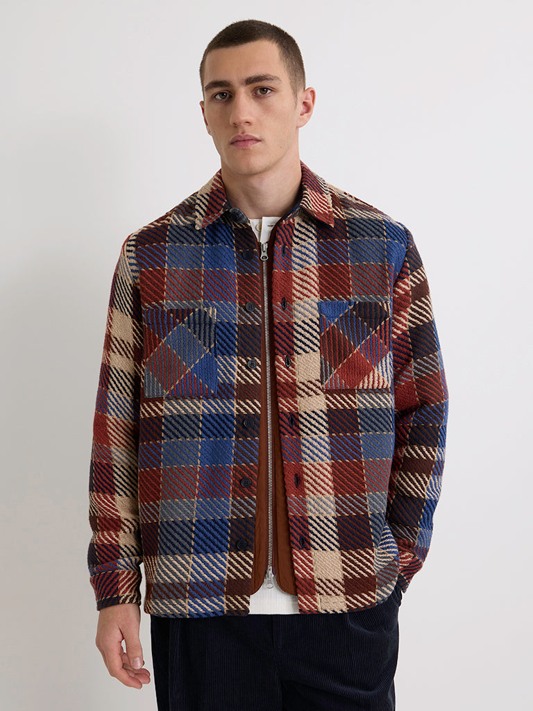 Whiting Overshirt- Rust/Ecru Pike Check Wax London Shirts
