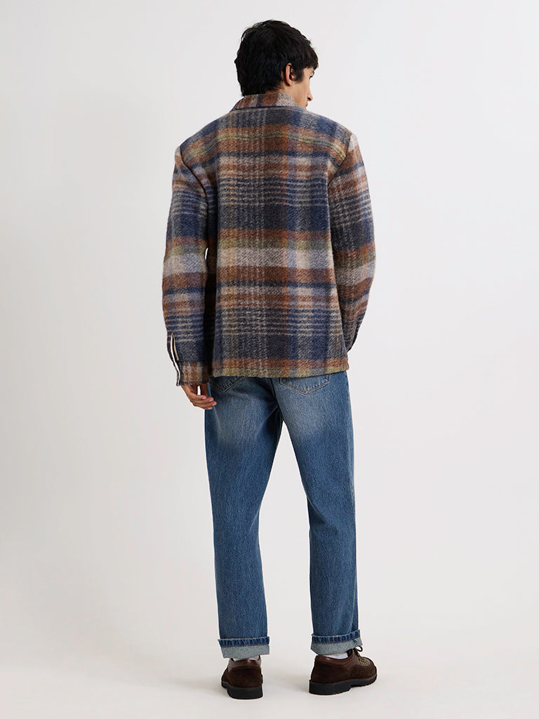 Whiting Overshirt- Oatmeal Multi Ari Wool Blend Wax London Shirts