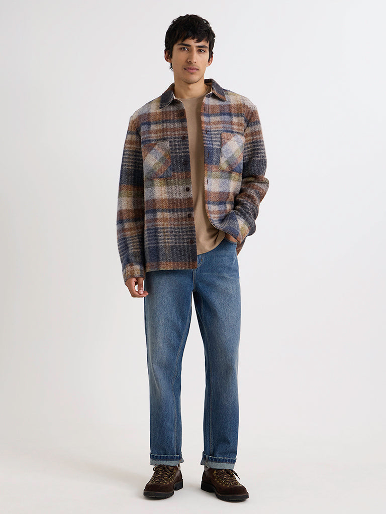 Whiting Overshirt- Oatmeal Multi Ari Wool Blend Wax London Shirts