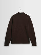 Maley Zip Polo- Dark Brown Milano Knit Wax London Sweaters