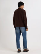 Maley Zip Polo- Dark Brown Milano Knit Wax London Sweaters