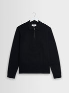 Maley Zip Polo- Black Milano Knit Wax London Sweaters