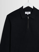 Maley Zip Polo- Black Milano Knit Wax London Sweaters