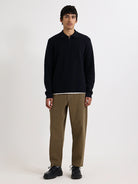 Maley Zip Polo- Black Milano Knit Wax London Sweaters