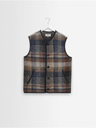 Gower Gilet- Oatmeal And Multicolour Check Wool Wax London Jackets