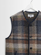 Gower Gilet- Oatmeal And Multicolour Check Wool Wax London Jackets