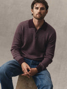 Newton Sweater Polo- Burgundy Birdseye Merino Taylor Stitch Sweaters