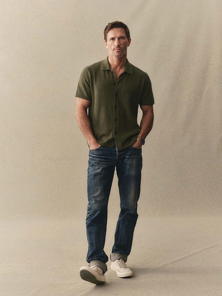 Arlo Sweater Polo- Cilantro Taylor Stitch Shirts
