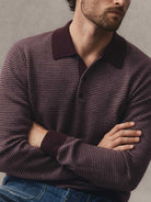 Newton Sweater Polo- Burgundy Birdseye Merino Taylor Stitch Sweaters