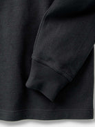 Close-up of a black garment, showing the texture and cuff detail.