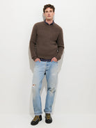 Jordan Sweater- Heather Espresso Cashmere Alex Mill Sweaters